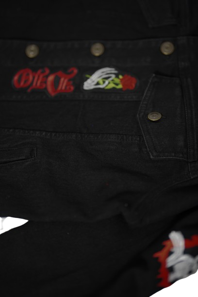 New Arrival - Rebel Threads Unisex Black Denim Jacket with Skull Embroidery and Splatter Detail